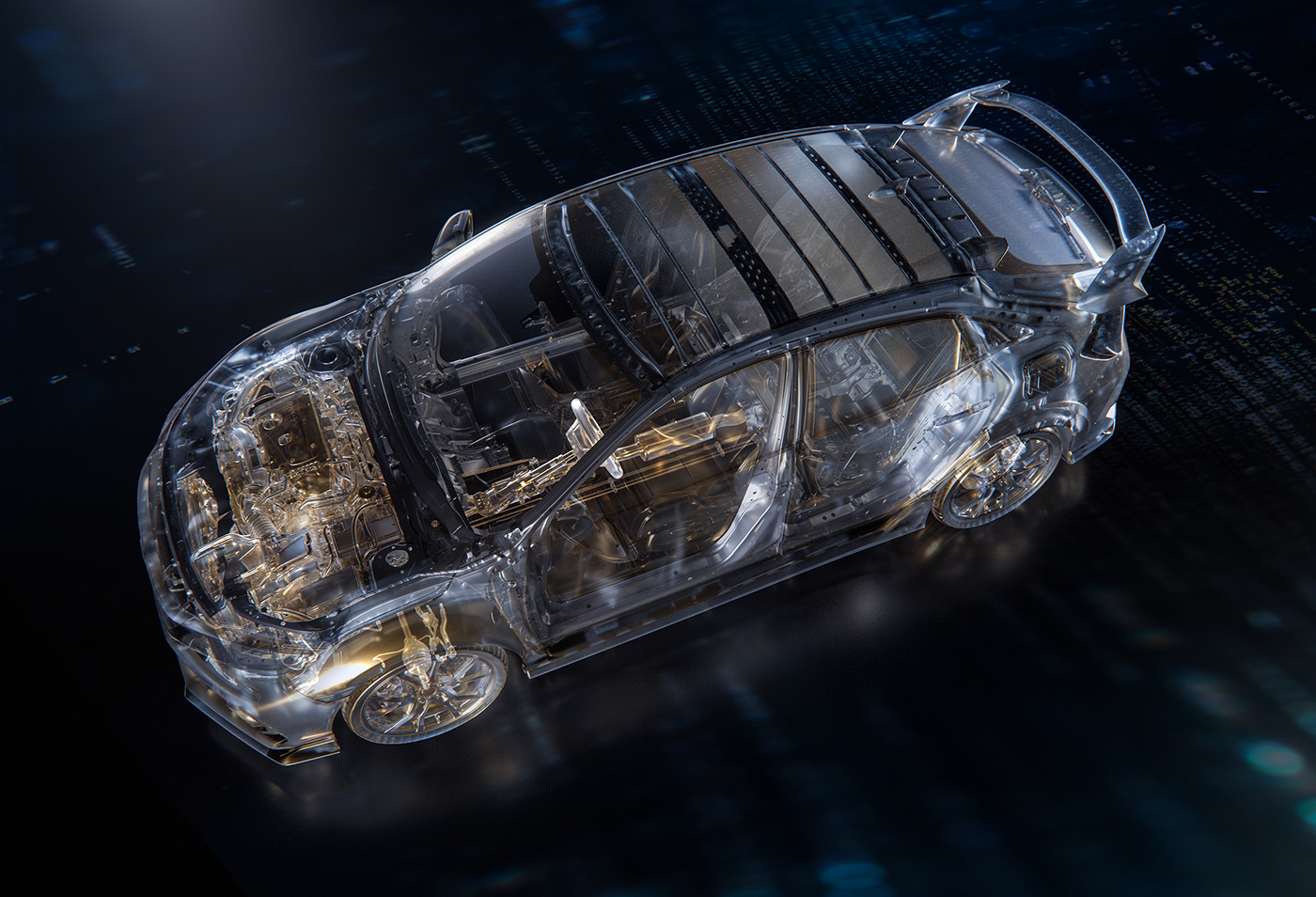 cgi，Car interior，X-ray effect，Under the hood，