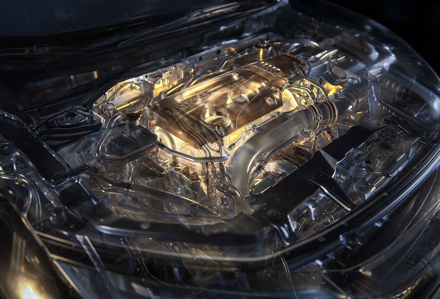 cgi，Car interior，X-ray effect，Under the hood，