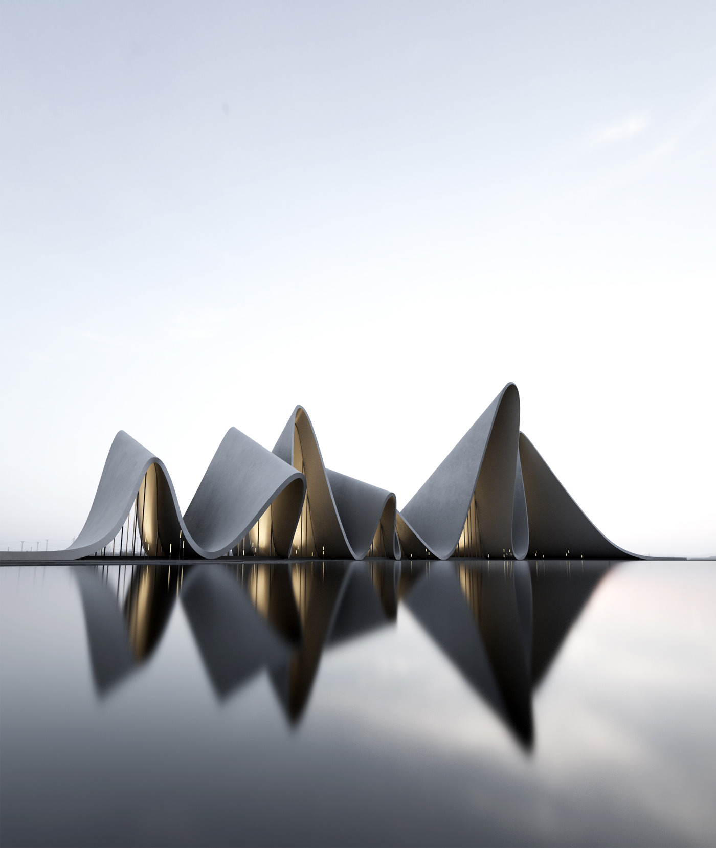 Pavilion，wave，river，