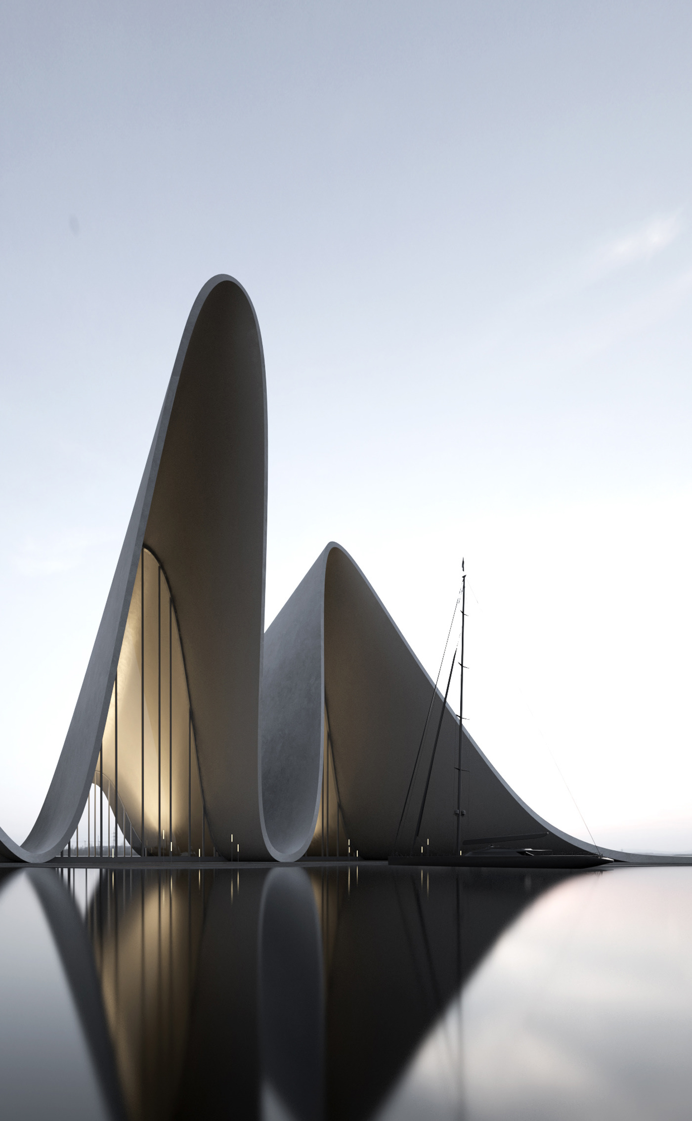 Pavilion，wave，river，