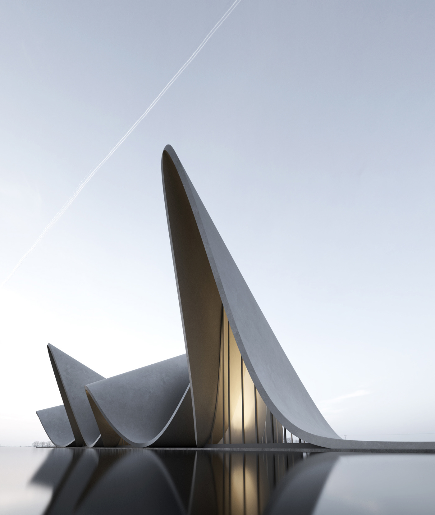 Pavilion，wave，river，