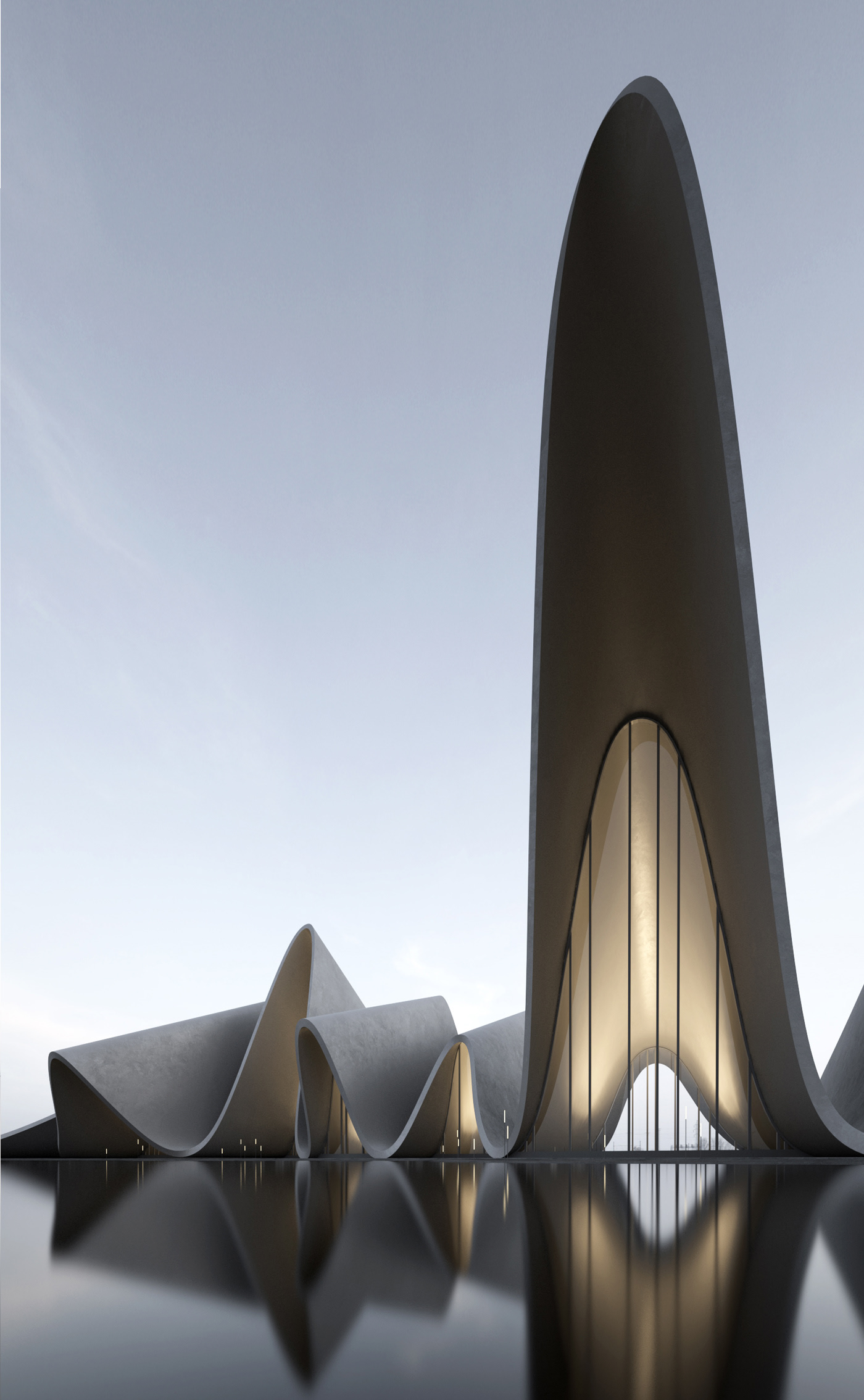 Pavilion，wave，river，