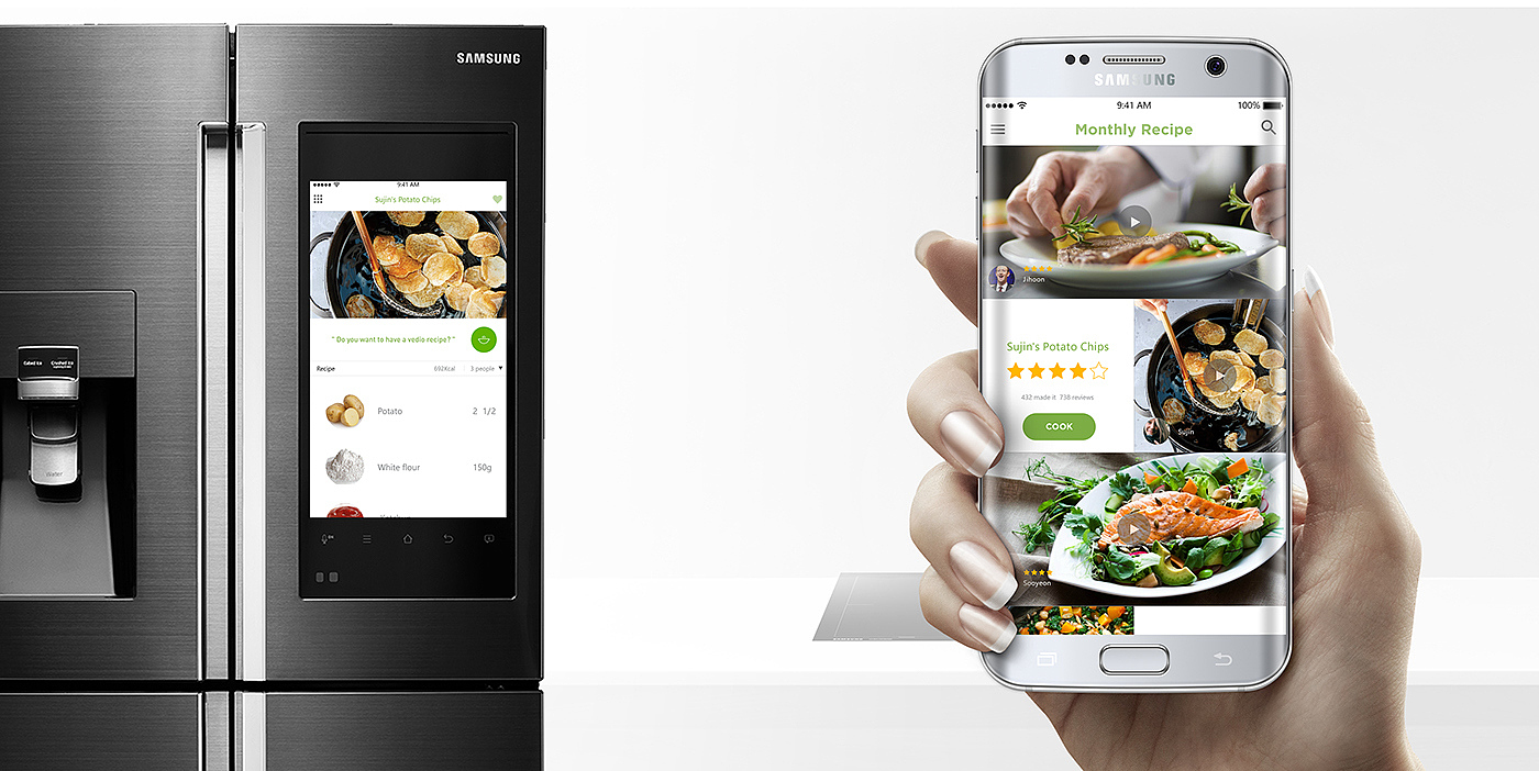 Samsung，electronic design ，Home appliance design，award-winning work，Live cooking，Food recording，Cooking learning，Network wide interaction，