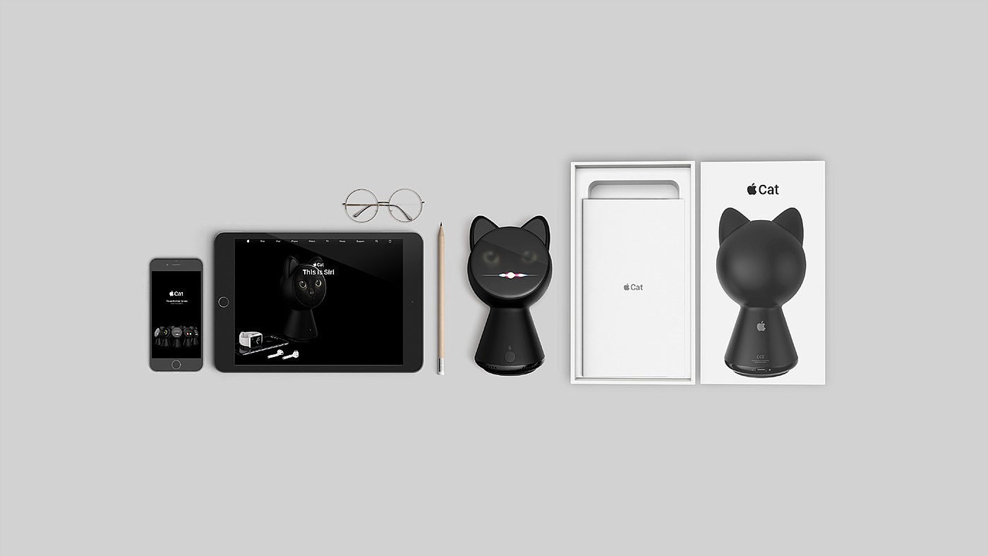 Apple cat，Smart home controller，industrial design，Digital product design，Comfort the soul，Voice partner，