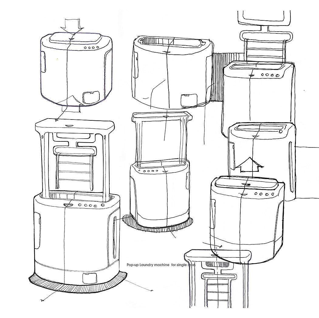 toaster，Washing machine，Pop up washing machine，For lazy people，Home appliance design，timing，