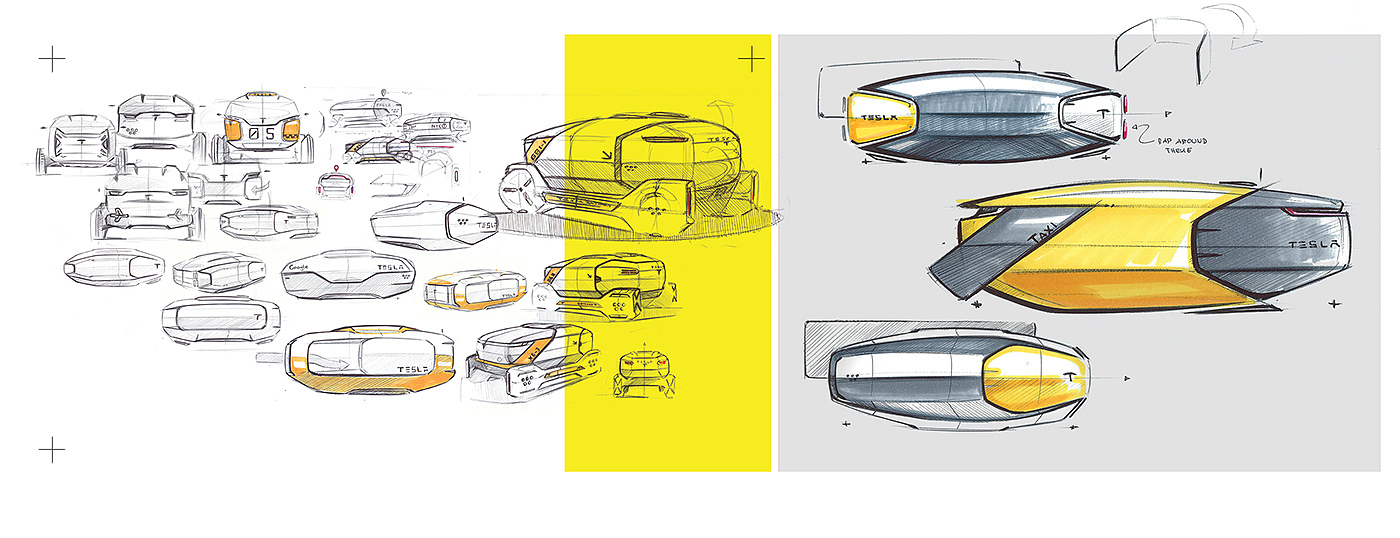 Tesla，taxi，public，vehicle，conceptual design，