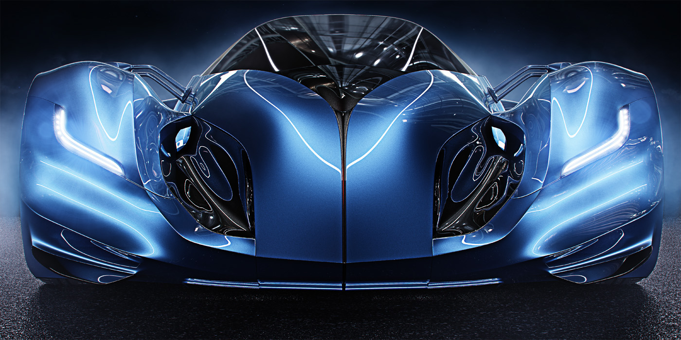Dazzle blue，conceptual design，Super car，Automobile design，Complex shape，industrial design，