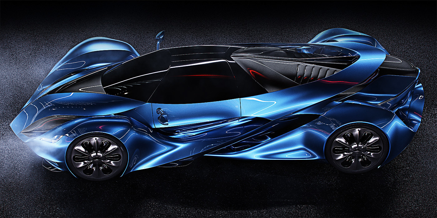 Dazzle blue，conceptual design，Super car，Automobile design，Complex shape，industrial design，