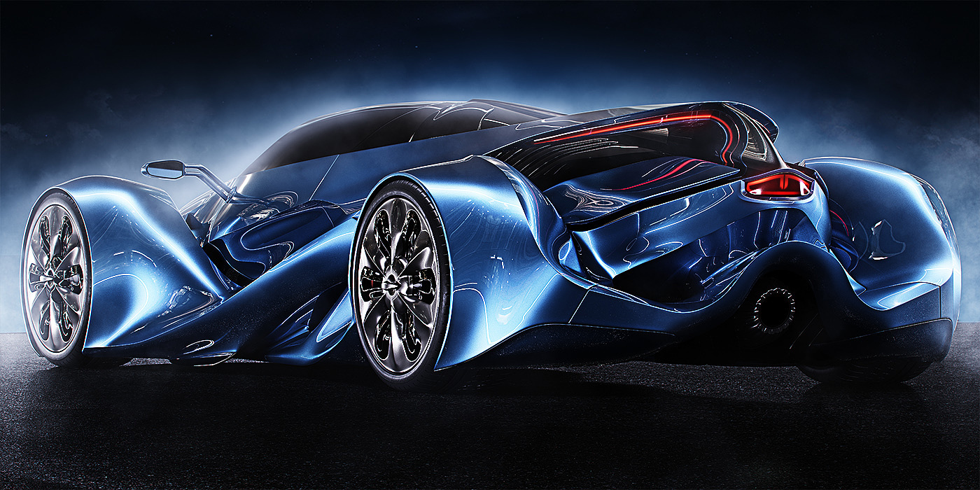 Dazzle blue，conceptual design，Super car，Automobile design，Complex shape，industrial design，