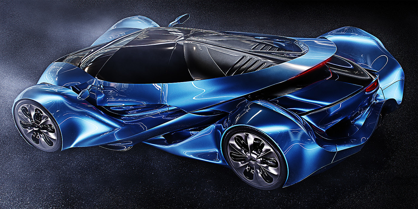 Dazzle blue，conceptual design，Super car，Automobile design，Complex shape，industrial design，