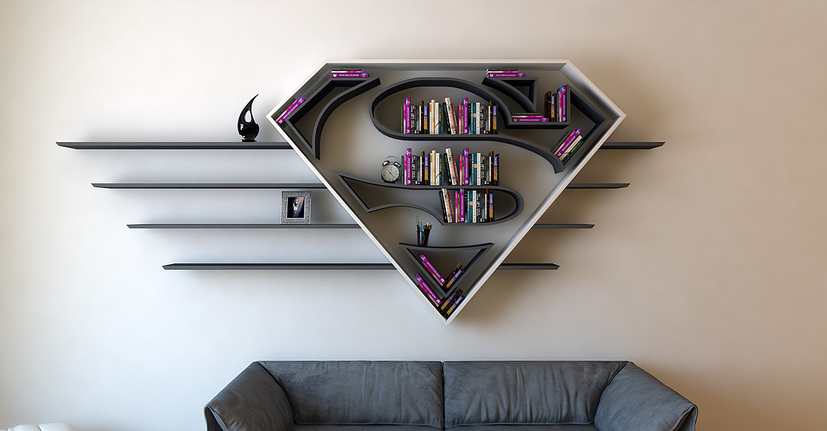 industrial design，Home design，originality，bookshelf，Chest，logo，sign，superman，