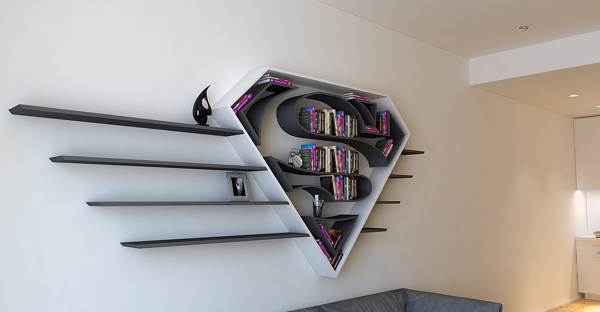 industrial design，Home design，originality，bookshelf，Chest，logo，sign，superman，