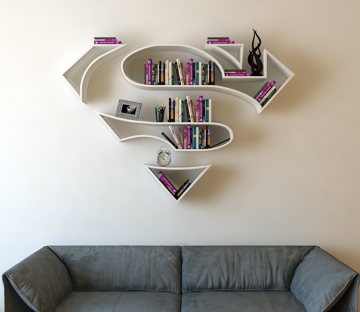 industrial design，Home design，originality，bookshelf，Chest，logo，sign，superman，