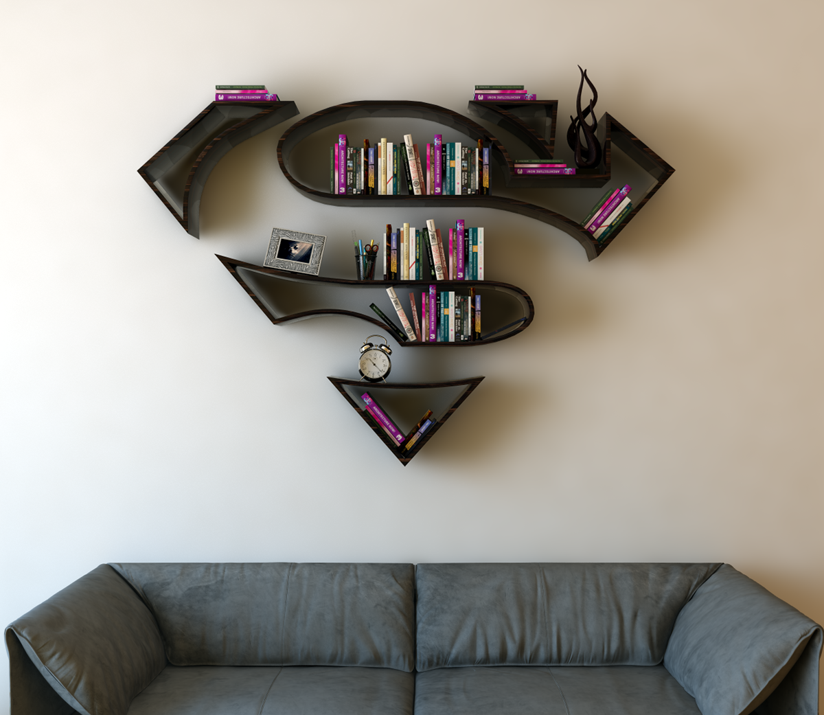 industrial design，Home design，originality，bookshelf，Chest，logo，sign，superman，