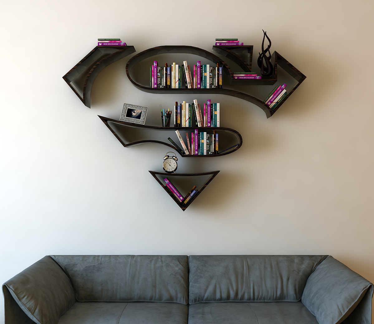 industrial design，Home design，originality，bookshelf，Chest，logo，sign，superman，