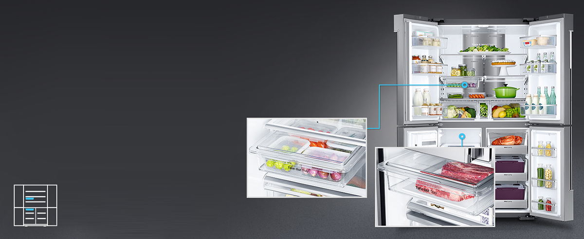 Samsung，high-capacity，Food display cabinet，Refrigerator，industrial design，Home appliance design，