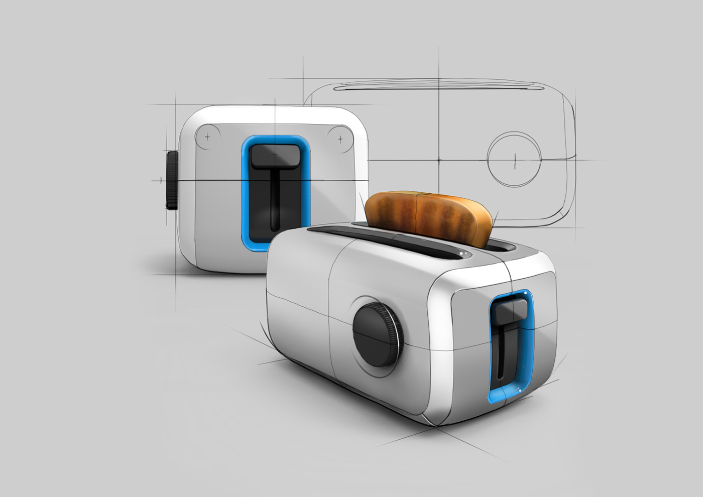 Hand drawn，luggage and bags，toaster，industrial design，General image，