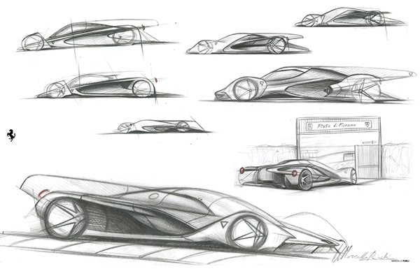 Sports car，General image，Model，sketch，Ferrari，