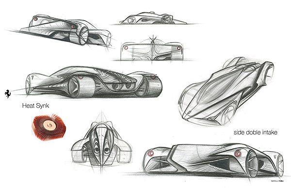 Sports car，General image，Model，sketch，Ferrari，