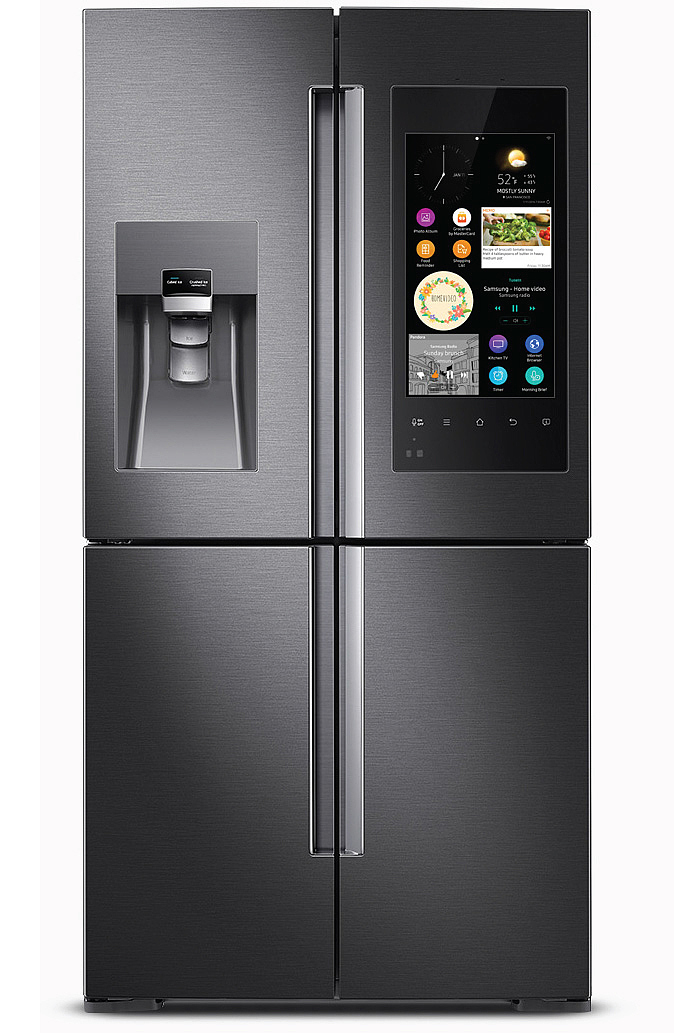 Samsung，4 door refrigerator，WiFi connection，Large LED touch screen，household electrical appliances，industrial design，