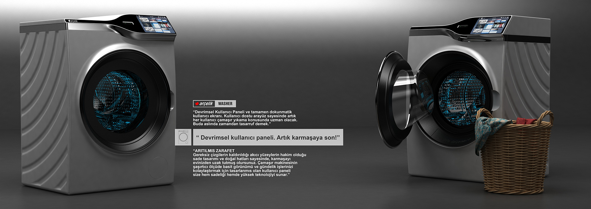 Arcelic，Household washing machine，Household appliances，industrial design，Hand drawn，