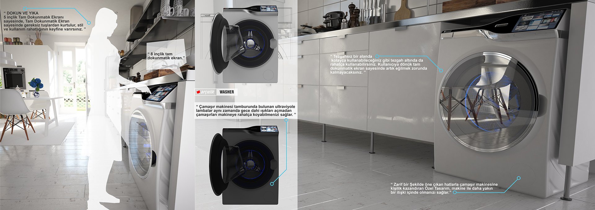 Arcelic，Household washing machine，Household appliances，industrial design，Hand drawn，