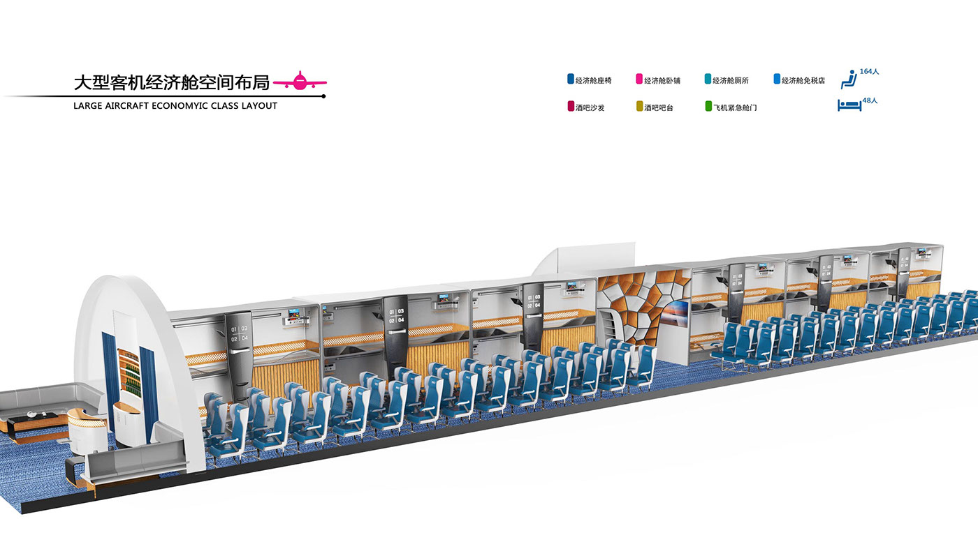 c929大型客机经济舱设施产品及布局设计fishsecond