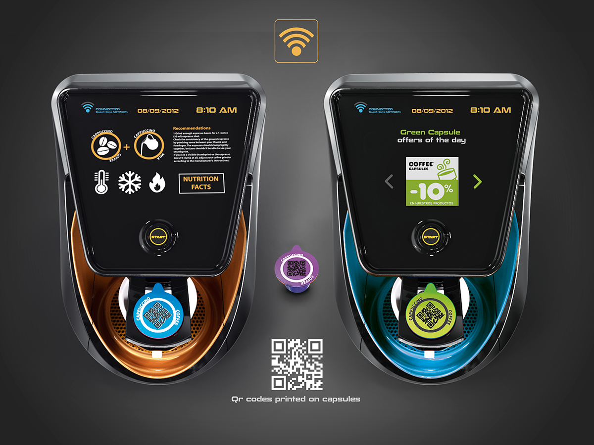 red dot，award-winning work，kallpa，Intelligent coffee machine，Scan QR code，Personalized customization，Home appliance design，industrial design，