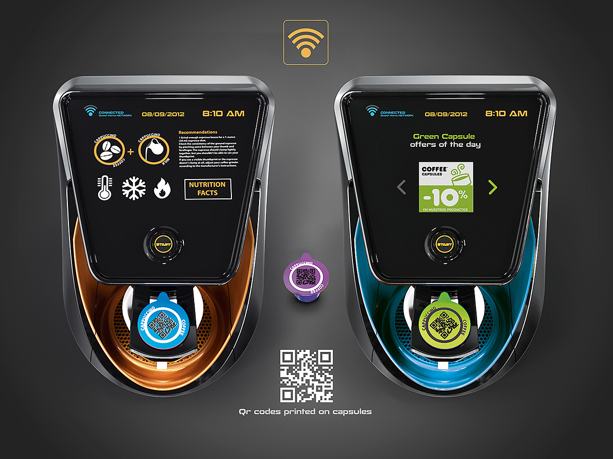 red dot，award-winning work，kallpa，Intelligent coffee machine，Scan QR code，Personalized customization，Home appliance design，industrial design，