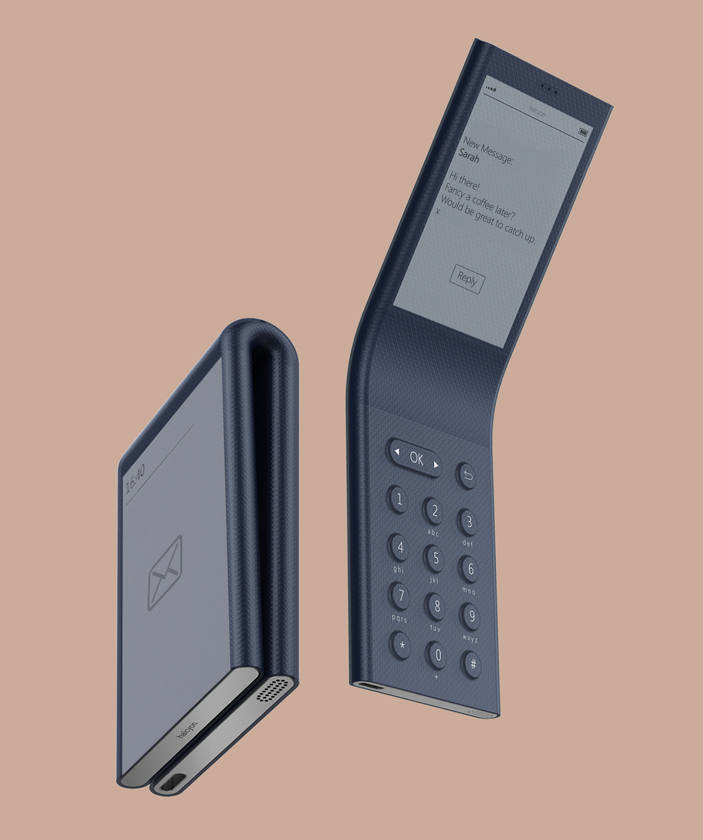 halcyon，Concept mobile phone，simple and easy，be quiet，General image，industrial design，