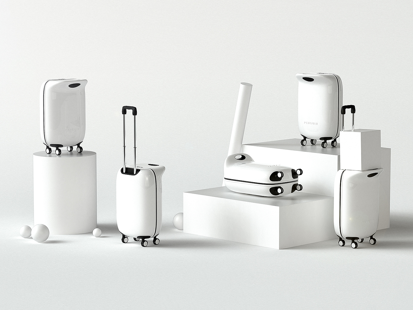lovely，convenient，practical，penguin，inspiration，trunk，General image，industrial design，