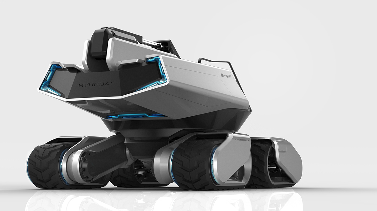 hyundai，Modern excavator，industrial design，power，efficiency，General image，