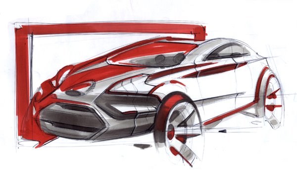 Automobile design，Hand drawn products，design sketch，