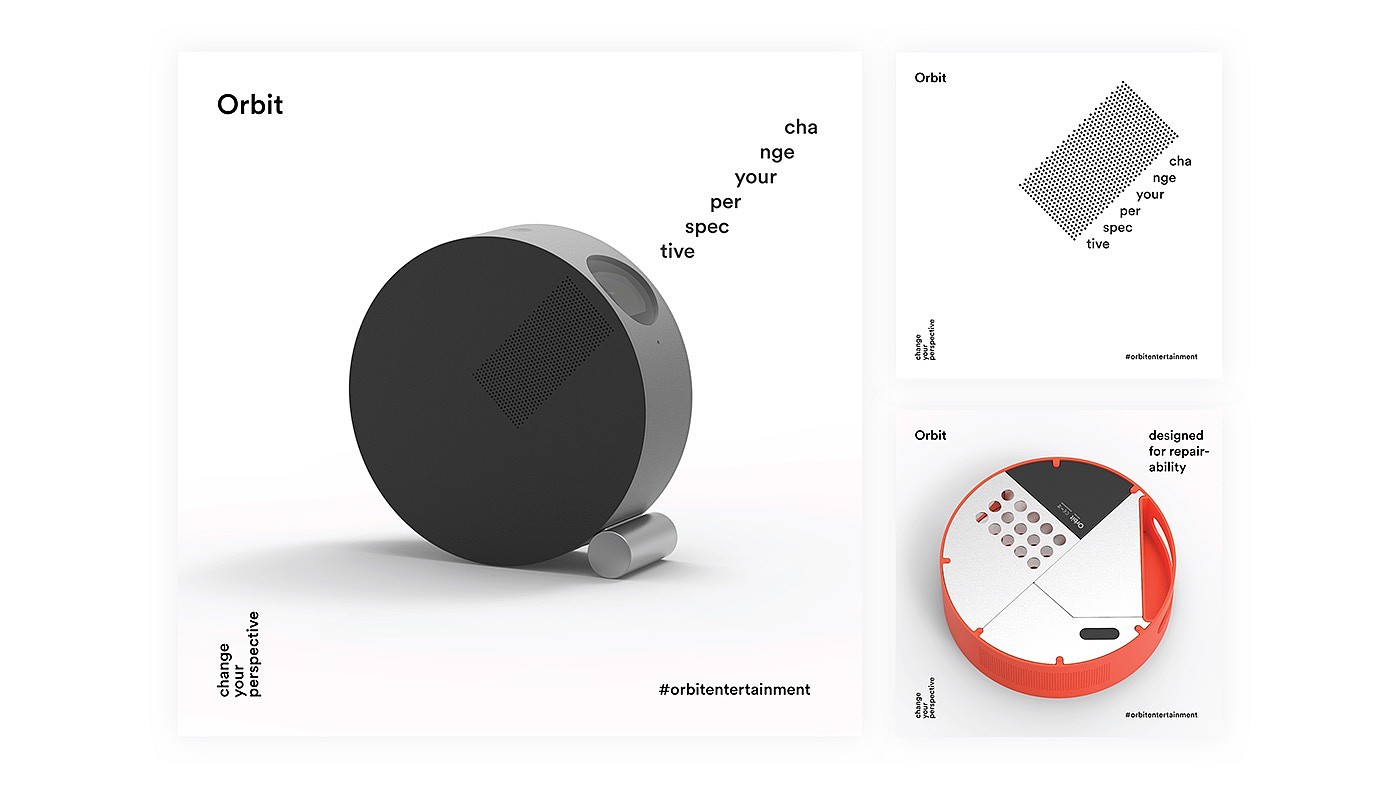 orbit，灵活，智能，便携，家庭娱乐，音箱，投影仪，创意设计，工业设计，