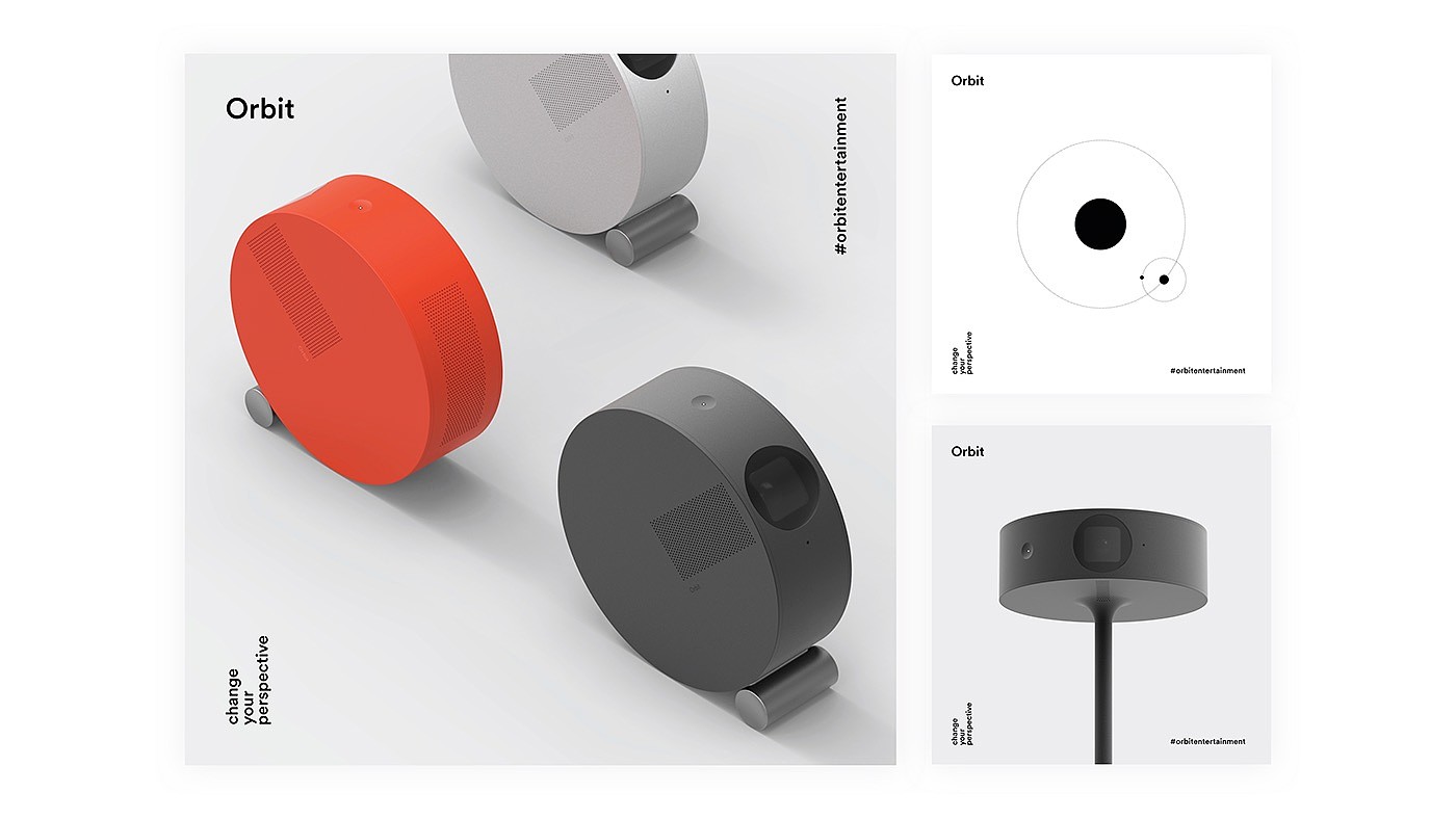 orbit，flexible，intelligence，Portable，Family entertainment，loudspeaker box，Projector，Creative design，industrial design，