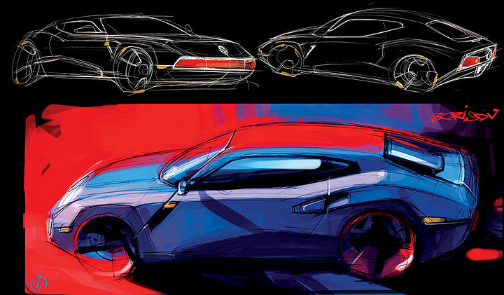 Automobile design，design sketch，marker pen，