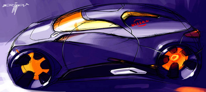 Automobile design，design sketch，marker pen，