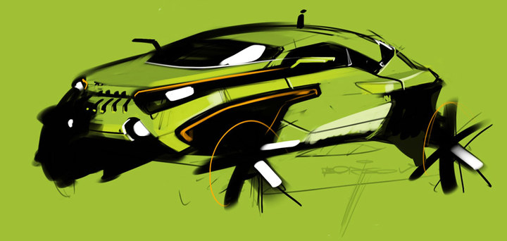 Automobile design，design sketch，marker pen，