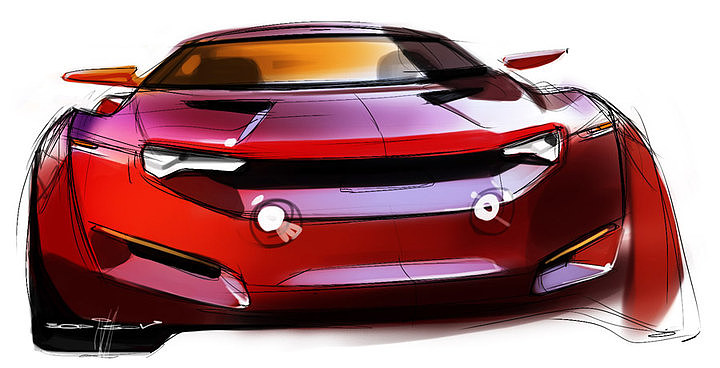 Automobile design，design sketch，marker pen，