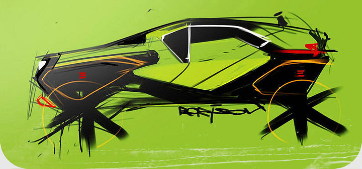 Automobile design，design sketch，marker pen，