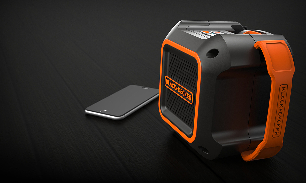 strong，durable，black，decker，Bluetooth Speaker ，industrial design，
