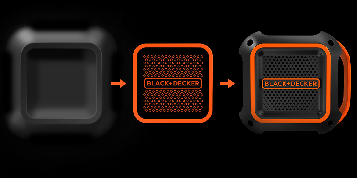 strong，durable，black，decker，Bluetooth Speaker ，industrial design，