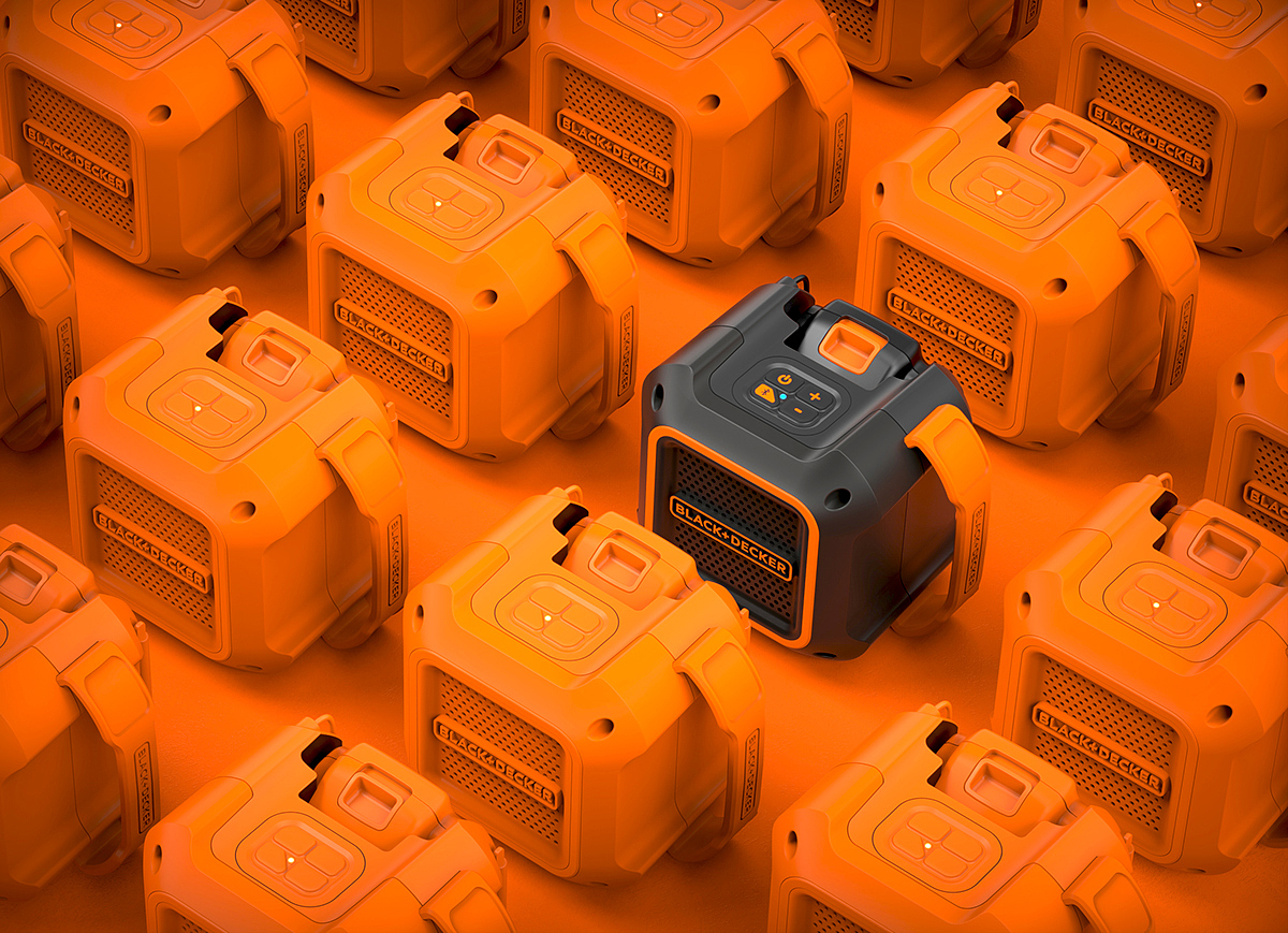 strong，durable，black，decker，Bluetooth Speaker ，industrial design，