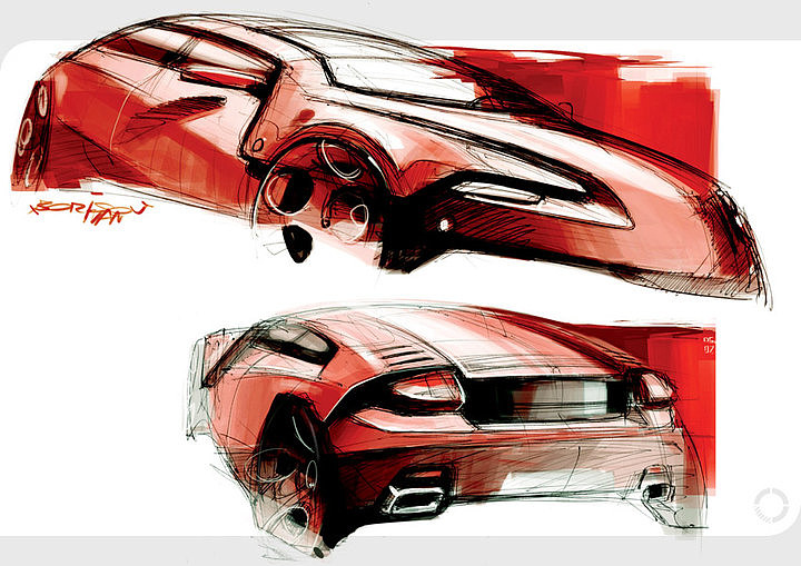 Automobile design，design sketch，marker pen，