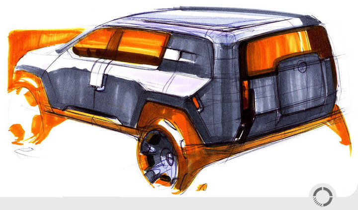 Automobile design，design sketch，marker pen，