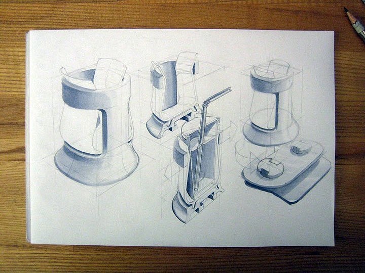 Hand drawn，product design，Trash can design，