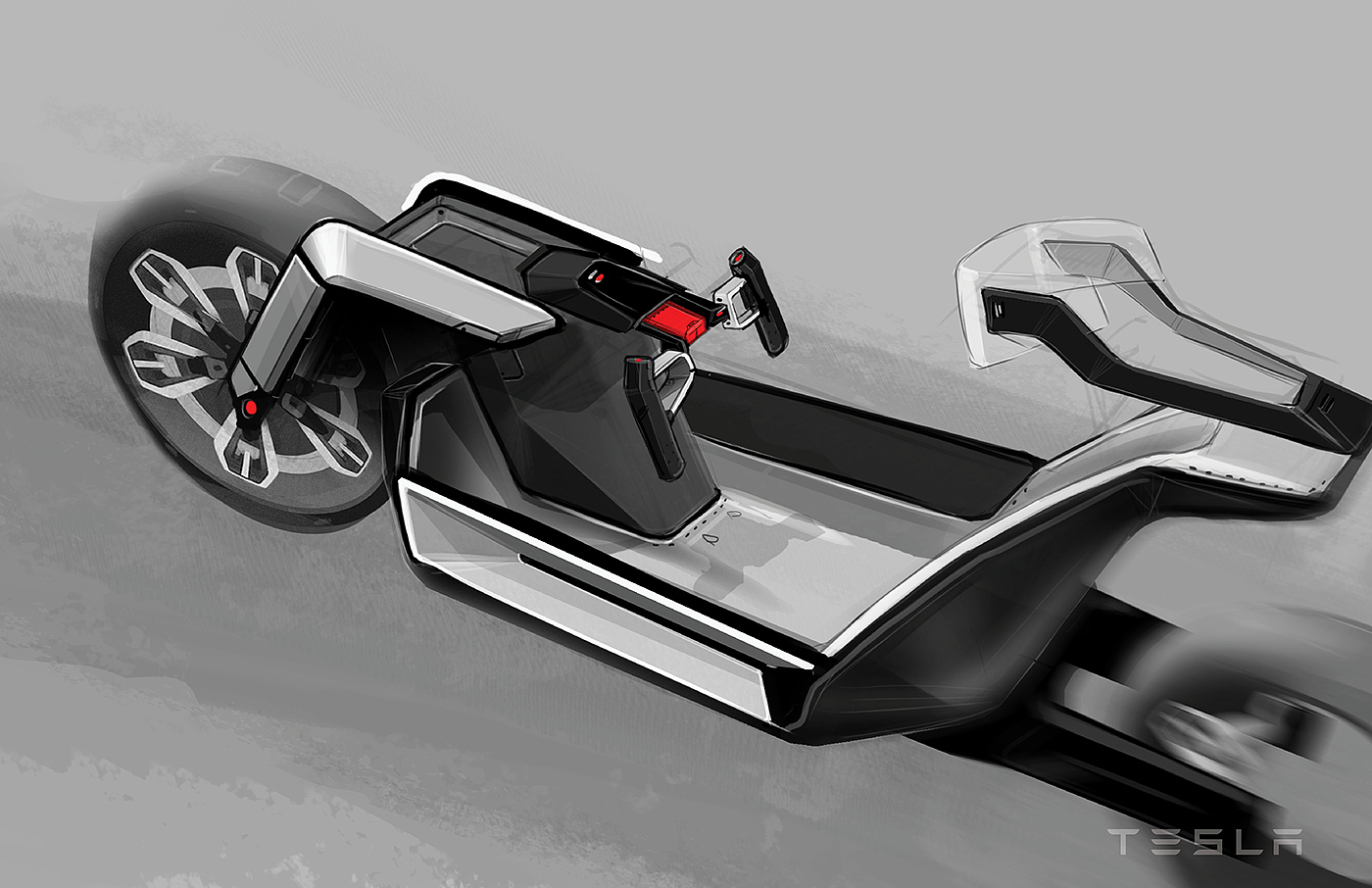 Two rounds，Tesla，motorcycle，locomotive，automobile，conceptual design，industrial design，