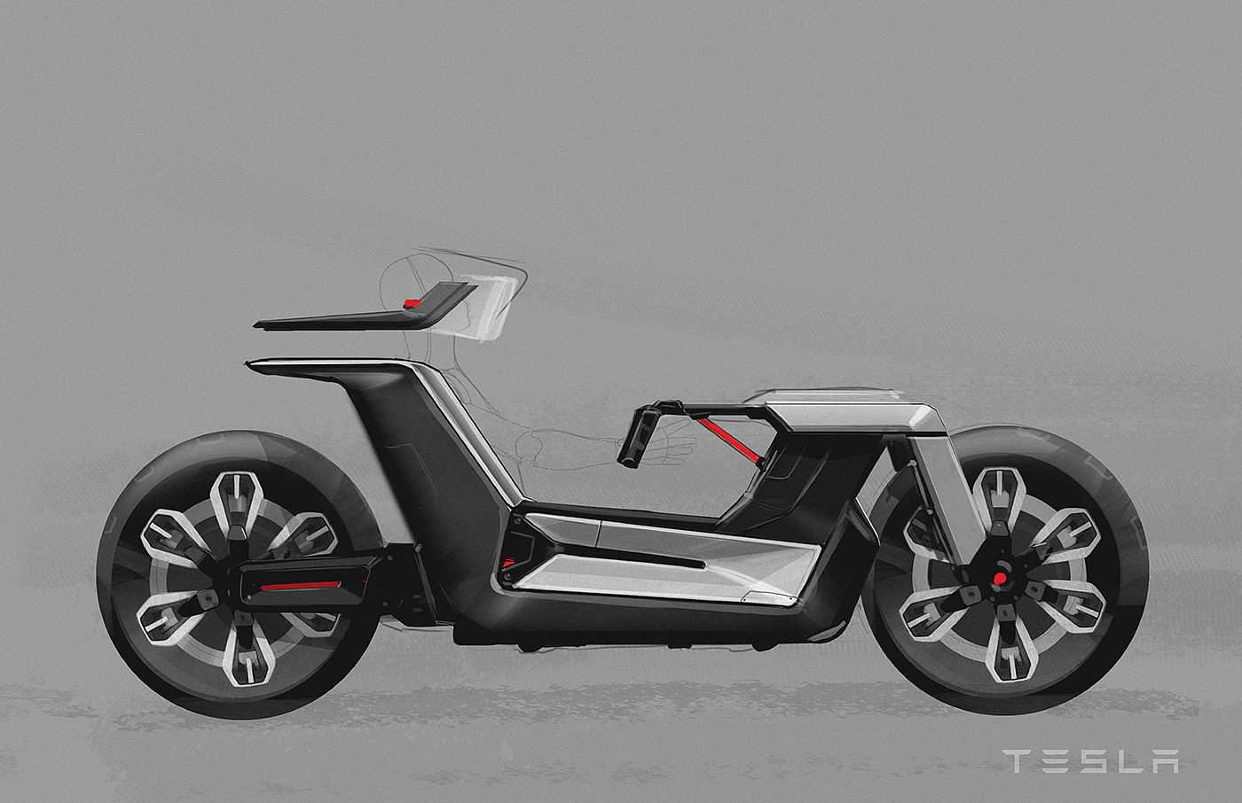Two rounds，Tesla，motorcycle，locomotive，automobile，conceptual design，industrial design，