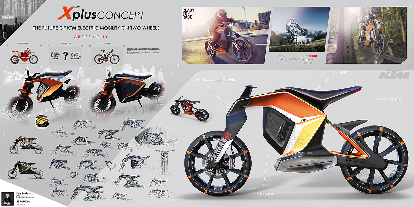 ktm，两轮摩托，电动摩托车，概念设计，交通工具，工业设计，