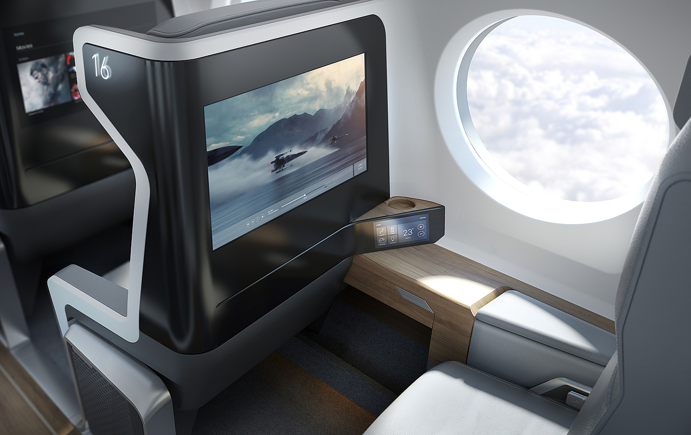 Aircraft interior，luxurious，Boom aircraft，vehicle，General image，industrial design，